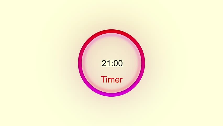 21 seconds digital clock countdown timer animation inside a 3d pink and red circle on white background emergency timer countdown animation, and 4k video.