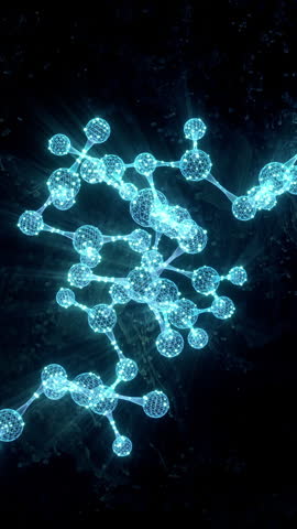 fictional molecular structure spining, wireframe model (3d render)