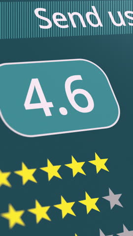 webpage form to give feedback about customer service, quality rating or product review, from 1 to 5 stars, number counter and score (3d render)
