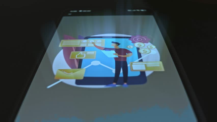 Data Science and Analytics, graphic presentation on smartphone