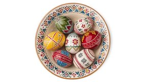 Easter. Easter Eggs. Painted eggs, Seamless Loop. 4K , beautiful painted ceramic plate - Powered by Shutterstock - Get 15% off with code: PIKWIZARD15