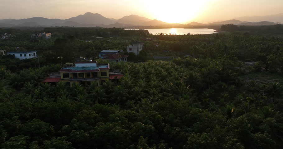 Aerial footage of landscape in Hainan province, China