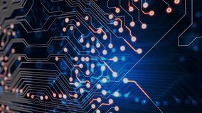 Animation of digital clock interface with glowing circuit board connections. Technology, innovation, futuristic, electronic, tech, design - Powered by Shutterstock - Get 15% off with code: PIKWIZARD15