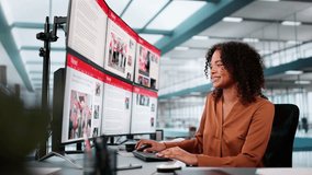 Woman Looking At News In Online Newspaper On Computer - Powered by Shutterstock - Get 15% off with code: PIKWIZARD15
