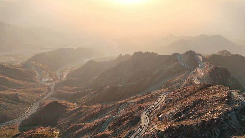 Al Taif drone 4k video Aerial view, Al Hada Mountain in Taif City top view, Saudi Arabia with Beautiful View of Mountains and Al Hada road to Mecca, Saudi tourism.