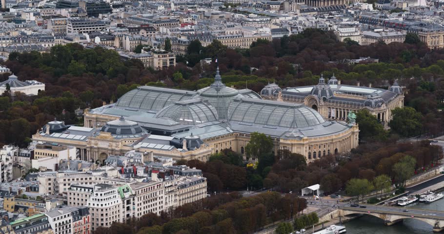 Grand Palais and Petit Palais seen from a distance in Paris, France
