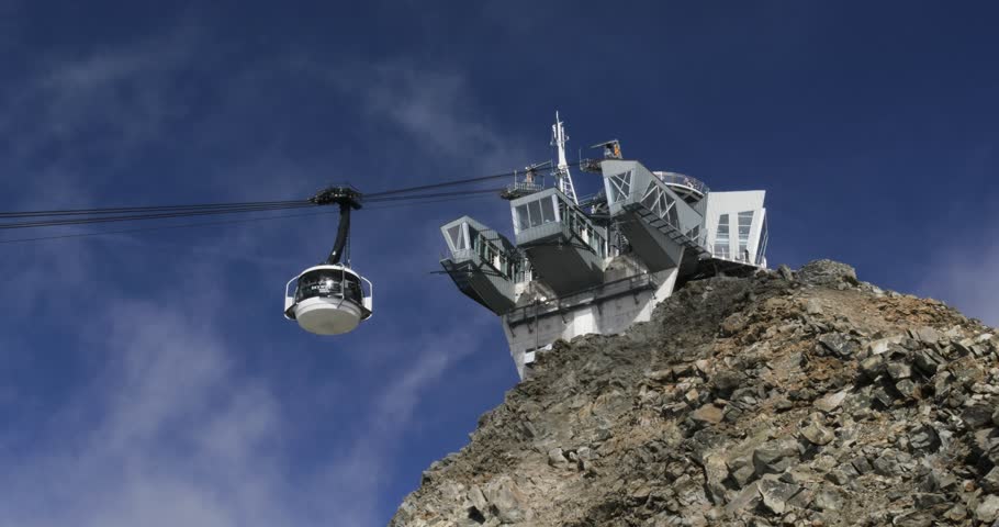 Cable car station atop Punta Helbronner in Mont Blanc massif