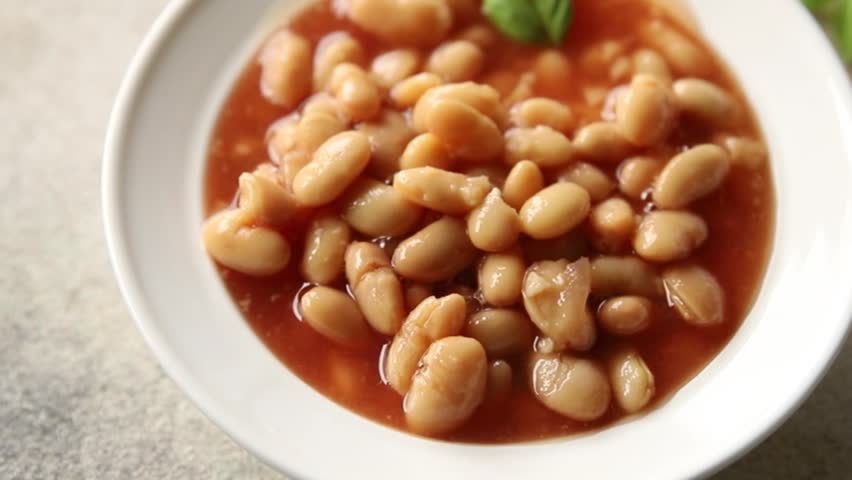 White bean tomato sauce gourmet food background on the table rustic food top view copy space keto and paleo diet vegetarian and vegan food