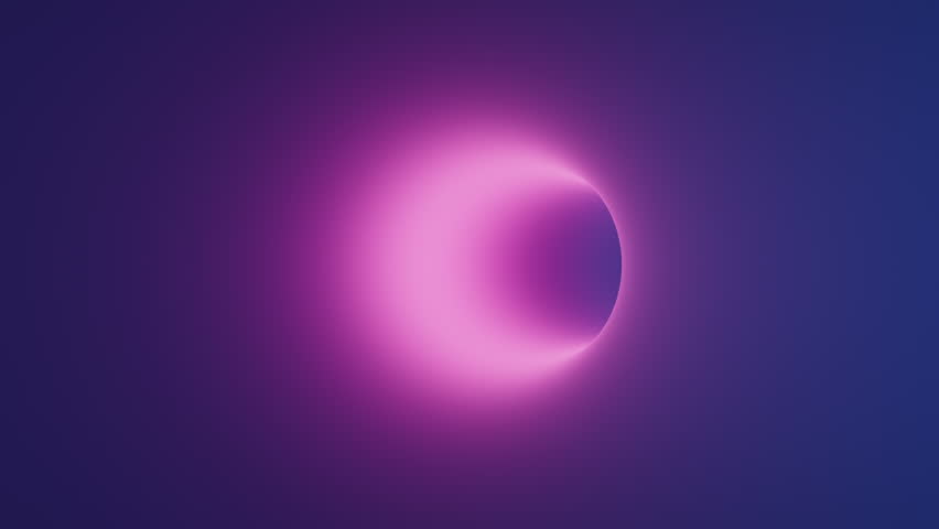 looping 3d animation. Abstract gradient background in shades of pink blue and purple. Ambient and tranquil wallpaper. Flight through the endless tunnel. Blurred round hole motion design