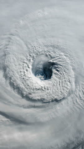 Vertical video of satellite view.Timelapse animation zoom in of the eye of the hurricane Florence over the Atlantics close to the US coast . Elements of this image furnished by NASA.