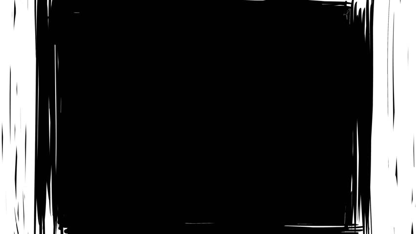 Painting a black screen with a white brush. Art texture of filling with white paint for changing a frame in 4K. Stock animation with brush strokes. Abstract lines.