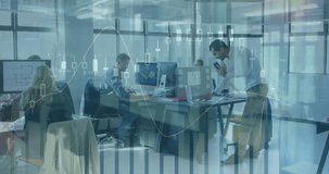 In office, business professionals processing financial data with animation overlay. finances, technology, corporate, analysis, digital, modern - Powered by Shutterstock - Get 15% off with code: PIKWIZARD15