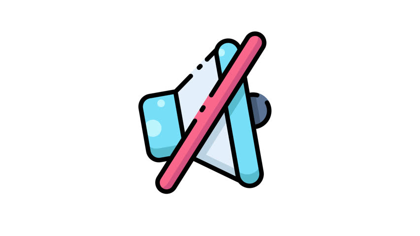icon animation of Mute button with a line through it, ideal for web design projects, social media campaigns, and articles on communication.
