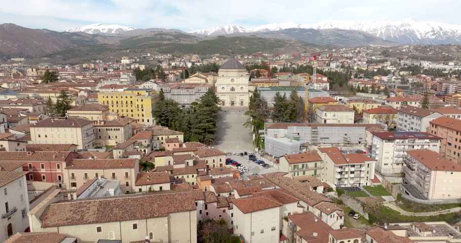 Aerial view of Basilica of San Bernardino located in the historic center of L