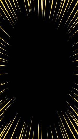 Loop animation of yellow concentrated lines. (vertical, transparent background)