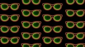 Neon glowing glasses animated pattern isolated on black background, Old Fashioned model glasses in neon light, neon style effect Meta verse and viral reality design Glowing neon line glasses. - Powered by Shutterstock - Get 15% off with code: PIKWIZARD15
