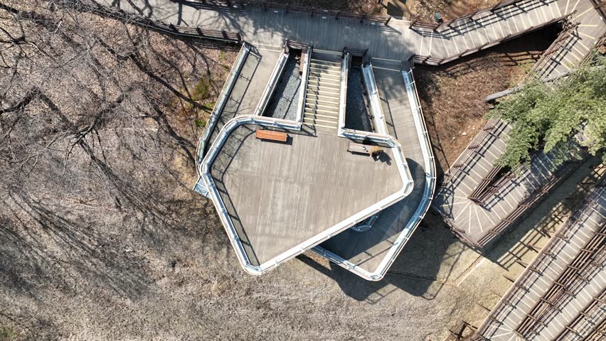 Observation decks and walking trails in the forest
