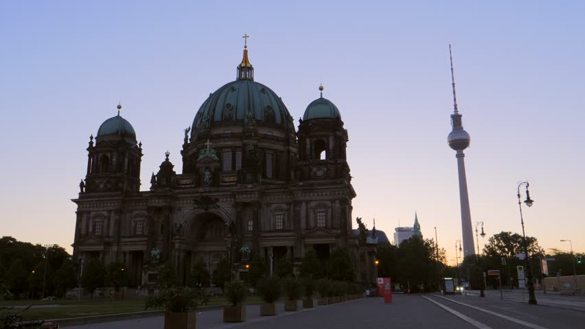 berlin cathedral at sunrise stock video