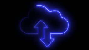 Data backup concept,Glowing neon cloud storage with arrows, looped animation. - Powered by Shutterstock - Get 15% off with code: PIKWIZARD15
