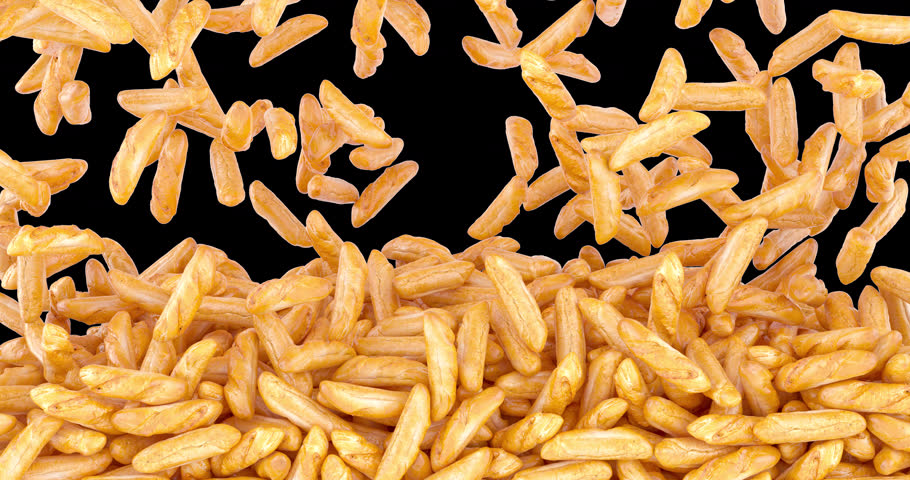Baguettes with crispy crust falling and fill the screen. 3D animation on transparent background