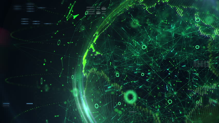 Global network connection futuristic technology 4K motion background. Earth planet spinning with cyber security