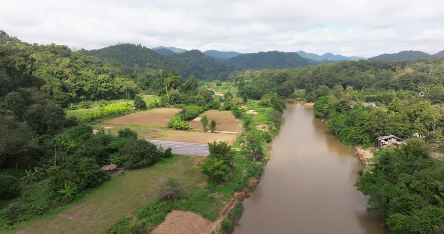 Aerial view of the river in northern Thailand