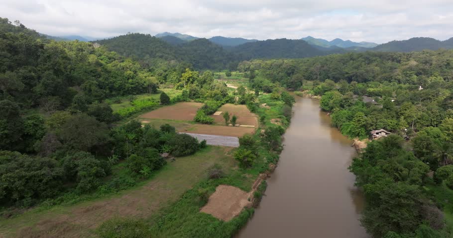 Aerial view of the river in northern Thailand