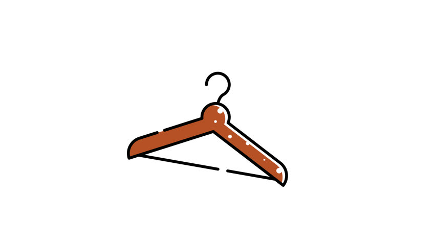 Brown wooden clothes hanger icon animation video. Brown wooden clothes hanger suitable for fashion blogs, clothing stores, organization tips, wardrobe organization, and home decor inspiration.