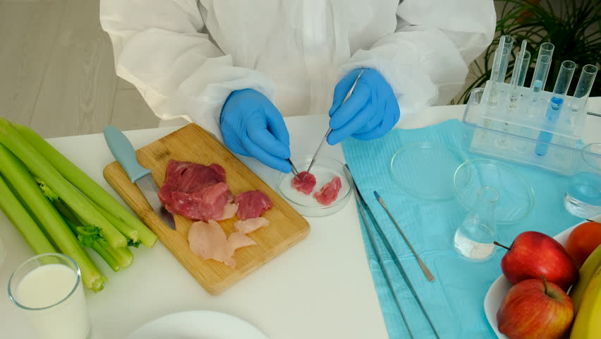food research in the laboratory. Selective focus.