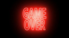 Game Over Neon Glowing Icon. Sign. Symbol Animation Isolated On Black Background. HD video - Powered by Shutterstock - Get 15% off with code: PIKWIZARD15