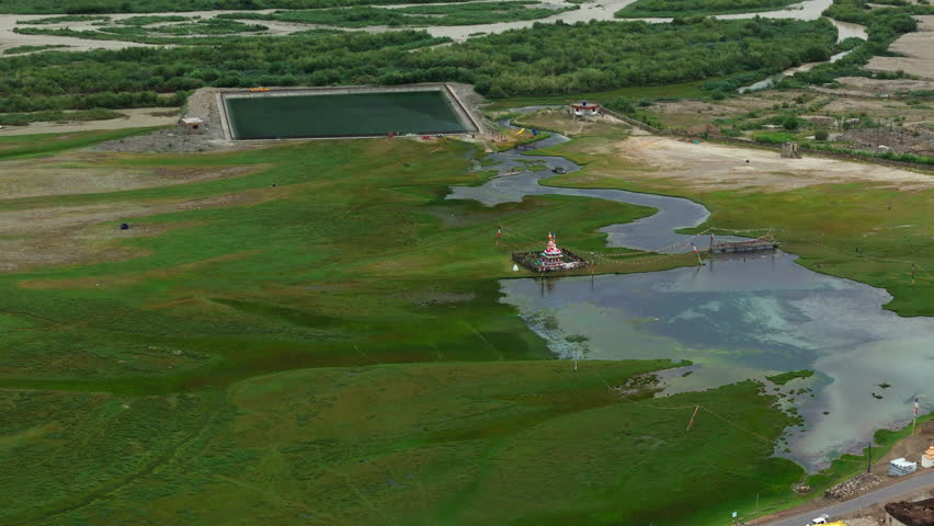 Sani Lake and Padmasambhava Statue, Drone View