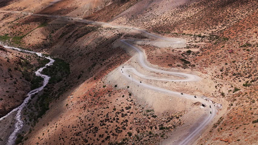 Road trip of a motorcyclist group in the Himalayas