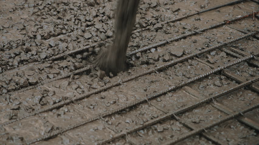 Concrete pouring on reinforced foundation