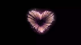 Heart-shaped firework animation on a black screen, creating a dazzling and romantic display of glowing sparks, perfect for celebrations, love themes, and events - Powered by Shutterstock - Get 15% off with code: PIKWIZARD15