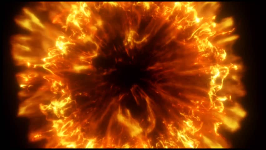 Realistic fire explosion with a circular motion on a black screen. Intense flames, dynamic sparks, and glowing heat create a powerful VFX animation