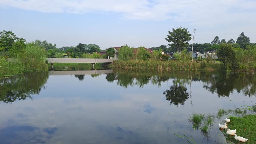 A calming atmosphere in a city center park complete with a lake, a place to calm the mind after a tiring day at work. Holiday time, refreshing time, need peace