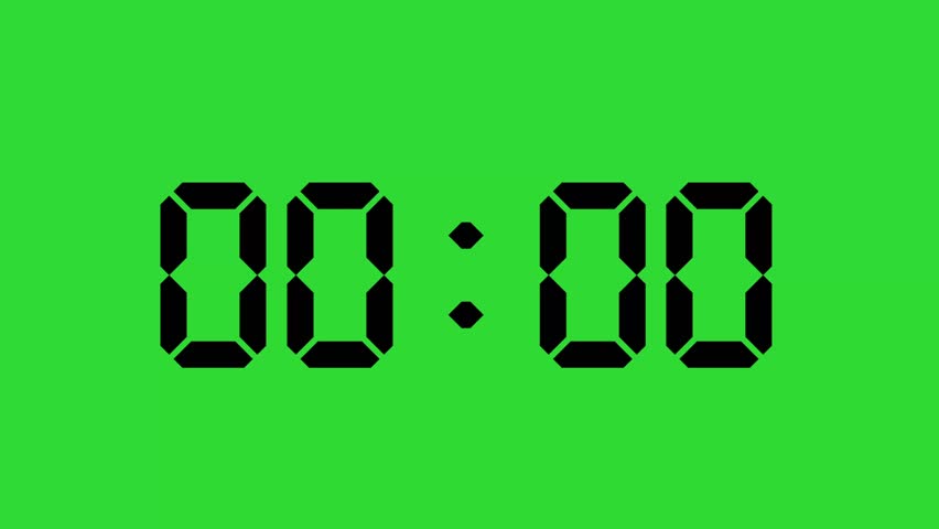 Digital Countdown Timer Animation Green Screen 0 to 60 Seconds 4K Video