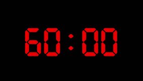Digital Countdown Timer Animation Red Digit 60 to 0 Seconds 4K Video - Powered by Shutterstock - Get 15% off with code: PIKWIZARD15