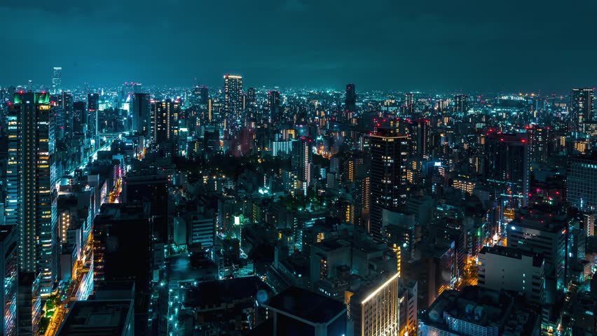 Cityscape Time-lapse of Osaka, Japan at night