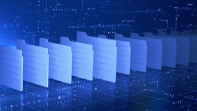 Digital file folders in a futuristic cyber environment, represent data storage, cloud computing, document management, and file organization technology. Digital big data abstract background 4K - Powered by Shutterstock - Get 15% off with code: PIKWIZARD15