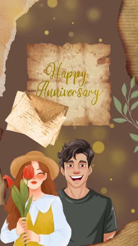 Happy Anniversary Animation | Romantic Celebration Video | Wedding Anniversary Motion Graphics | Love, Heart, Balloons and Golden Text Effect