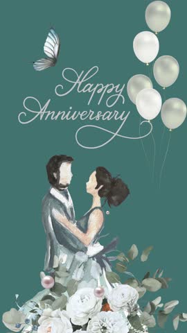 Happy Anniversary Animation | Romantic Celebration Video | Wedding Anniversary Motion Graphics | Love, Heart, Balloons and Golden Text Effect