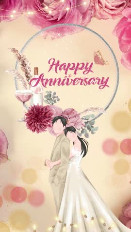 Happy Anniversary Animation | Romantic Celebration Video | Wedding Anniversary Motion Graphics | Love, Heart, Balloons and Golden Text Effect