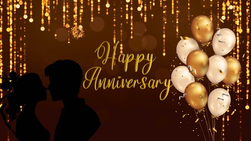 Happy Anniversary Animation | Romantic Celebration Video | Wedding Anniversary Motion Graphics | Love, Heart, Balloons and Golden Text Effect