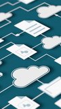 connected clouds with different file and folder icons, sharing data, concept of cloud computing, smart working, global business, big data, isometric view (3d render) - Powered by Shutterstock - Get 15% off with code: PIKWIZARD15
