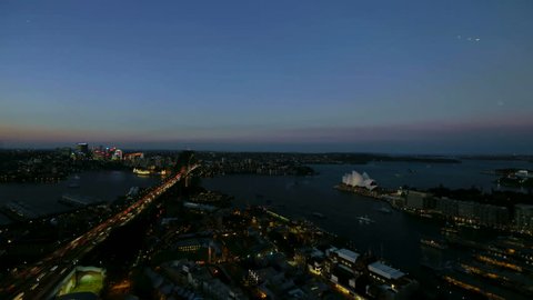 Timelapse of Sydney sunset over harbour as stars come out