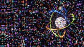 Hexagon animation abstract red orange yellow violet aqua blue little spot light particles ball pattern waveform oscillation ,visualization wave technology digital Video - Powered by Shutterstock - Get 15% off with code: PIKWIZARD15