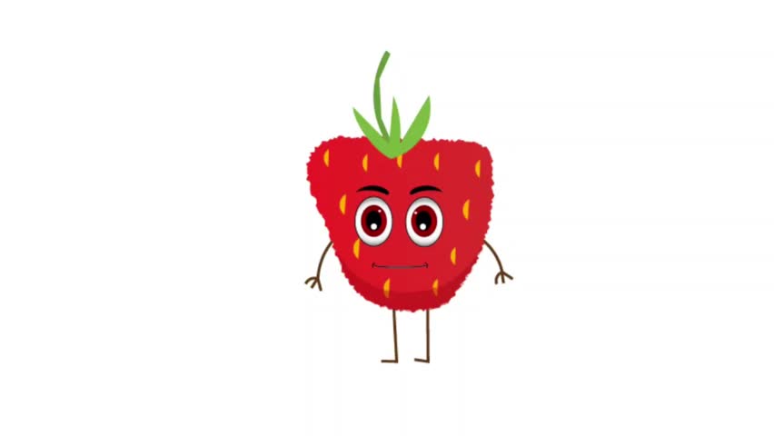 a cartoon of a strawberry on white background in animated video 