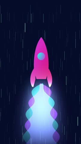 simple animation of a rocket launching in space