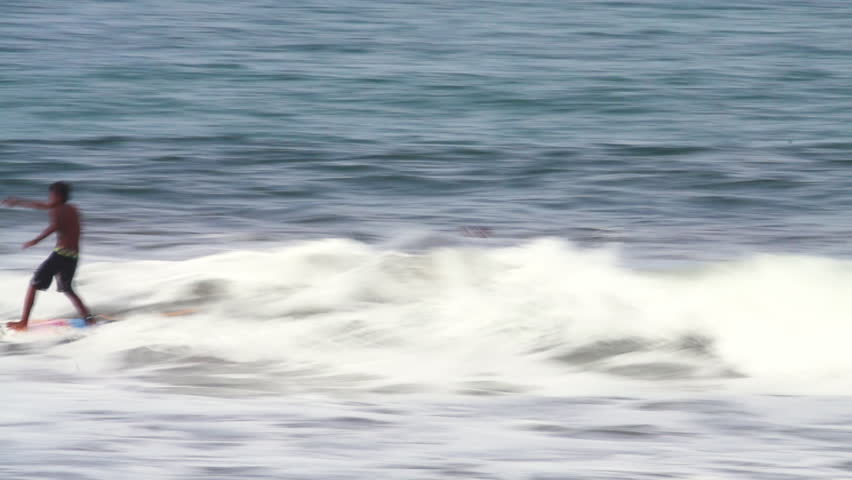 BALI, INDONESIA - DEC 25: People surfing on Kuta Beach in Bali on December 25,